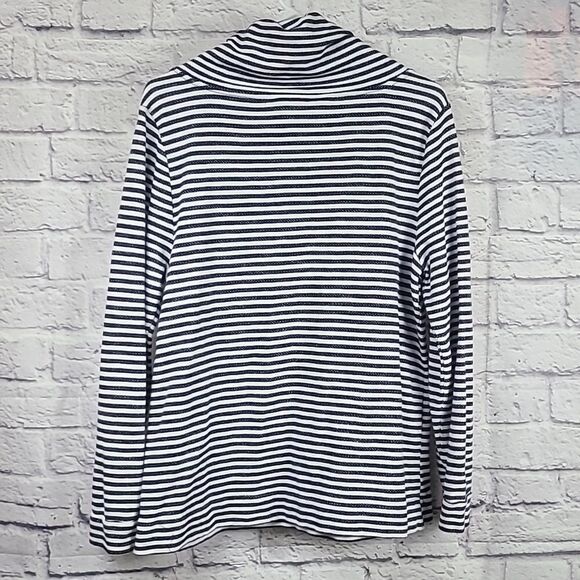 Talbots Nautical Stripe French Terry Cowl Neck Pullover Long Sleeve Sweatshirt - Picture 7 of 8